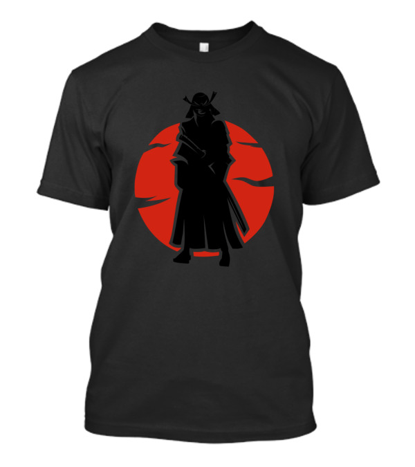Samurai Warriors Shadow With Red Circle Background T-Shirt