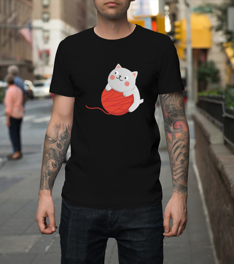 Cats Grandmas Kitten Cat Knitting Funny Kitty Yarn T-Shirt
