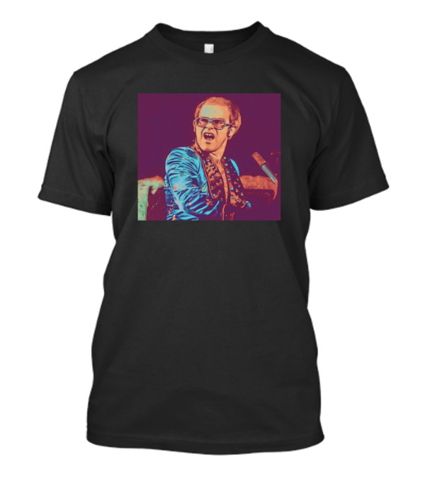 Elton John Colorful Performance Portrait With Microphone T-Shirt