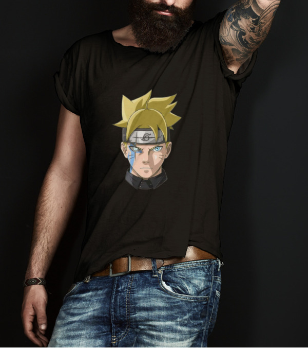 Boruto Uzumaki Anime Face Headband Lightning Eye T-Shirt