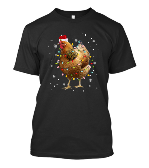 Christmas Lights Chicken Santa Holiday Festive Snowflake T-Shirt