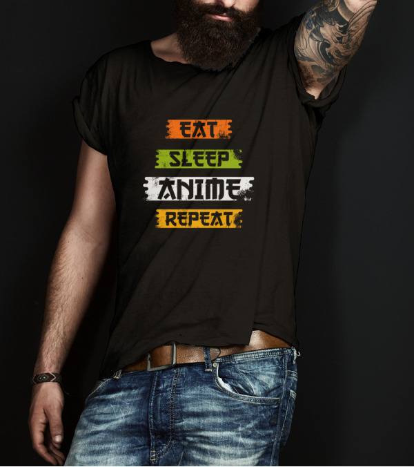 Eat Sleep Anime Repeat Funny Japanese Manga Japan Anime Enthusiast Lifestyle T-Shirt