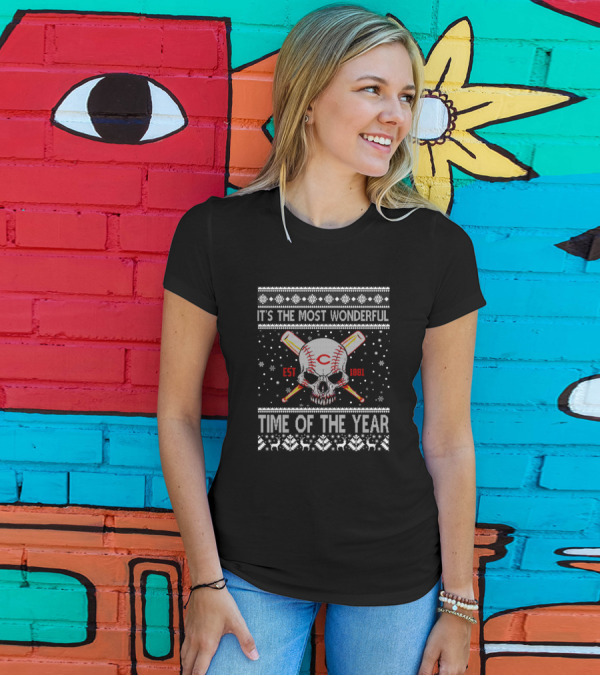 It's The Most Wonderful Time Of The Year Cincinnati Baseball Skull EST 1881 T-Shirt