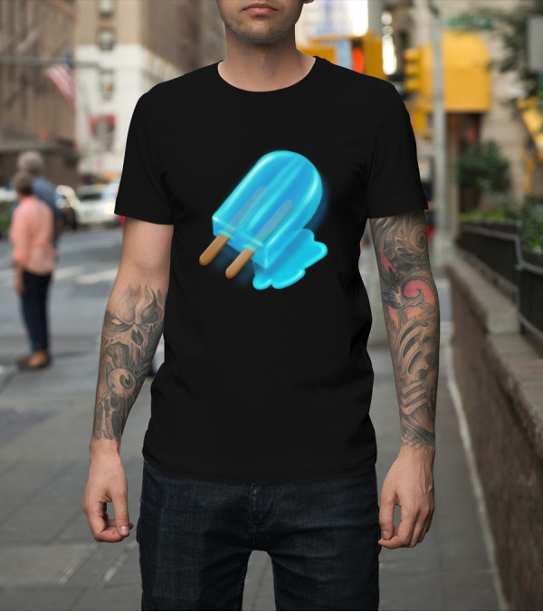 Shirt: Melted Popsicle Glowing Blue Ice Cream Twin Sticks T-Shirt Melted Popsicle Glowing Blue Ice Cream Twin Sticks T-Shirt