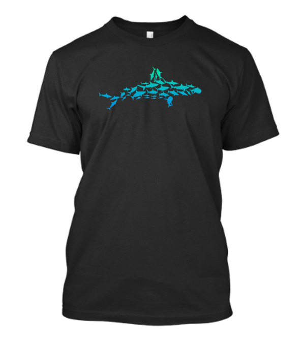 Predator Sea Animal Shark Silhouette Formed By School Of Sharks T-Shirt