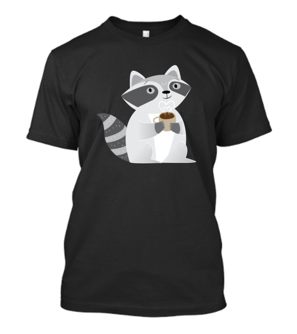 Cozy Raccoon Holding Heart-Shaped Coffee Cup T-Shirt