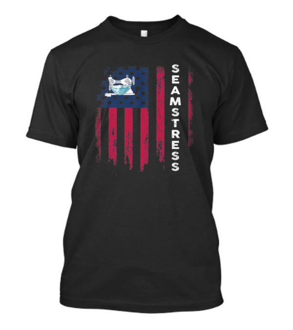Seamstress American Flag Sewing Machine T-Shirt