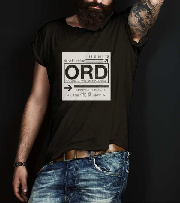 Destination ORD Chicago O'Hare International Arrival Terminal 1 IL US Coordinates T-Shirt
