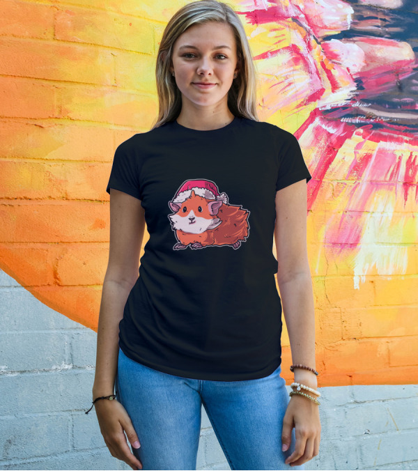 Christmas Guinea Pig Santa Hat Festive Cute Pet T-Shirt