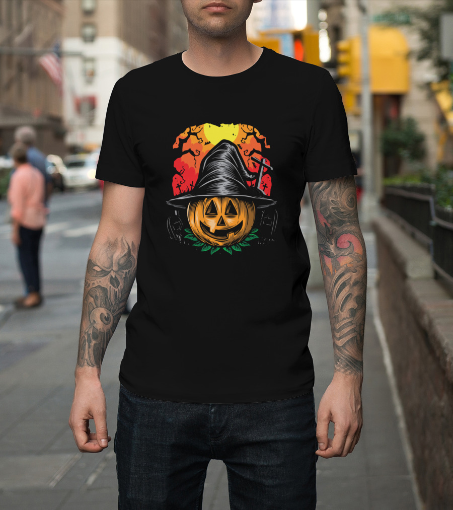 The Witch's Pumpkin Haunted Night Scenery T-Shirt