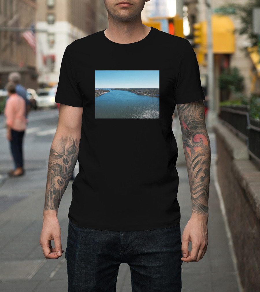 Views From The Bayonne Bridge Waterway Perspective Over Expansive Landscape T-Shirt