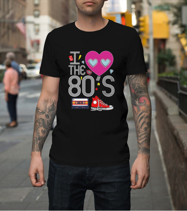 Shirt: I Heart The 80s Cassette Sneakers Retro Fun T-Shirt I Heart The 80s Cassette Sneakers Retro Fun T-Shirt