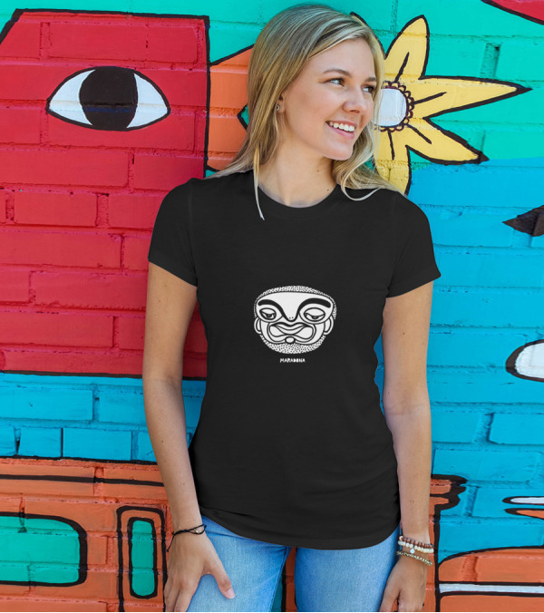 Maradona Black And White Cartoon Face Drawing T-Shirt
