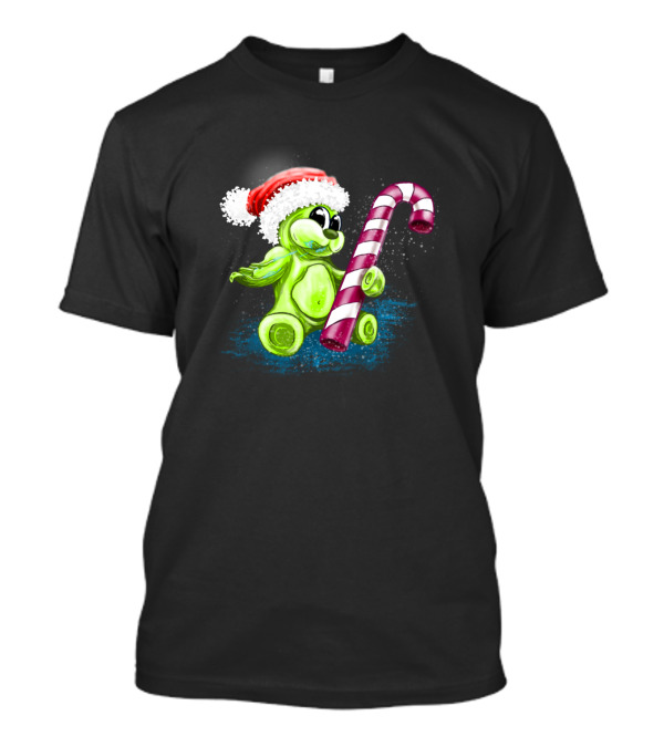 Christmas Bear Gummy Candy Cane Santa Hat T-Shirt