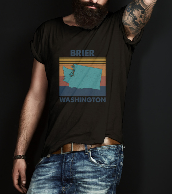 Brier Washington Retro State Map T-Shirt