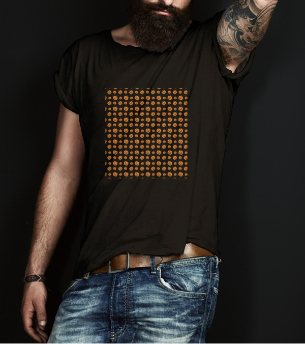 Halloween Pumpkins Pattern Repeated Jack-O'-Lantern Faces T-Shirt