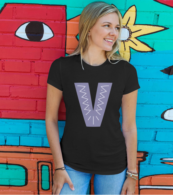 Letter V Purple Forest Alphabet T-Shirt