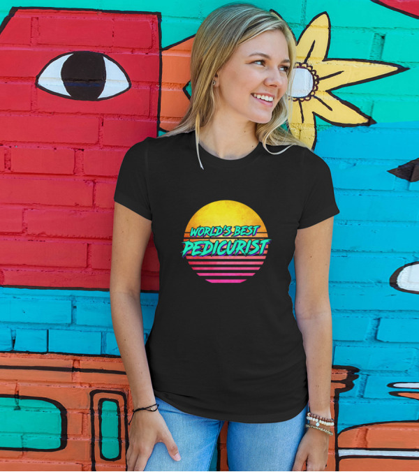 World's Best Pedicurist Retro Sunset T-Shirt