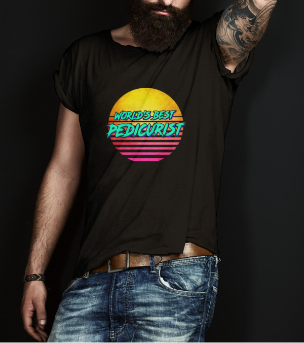 World's Best Pedicurist Retro Sunset T-Shirt
