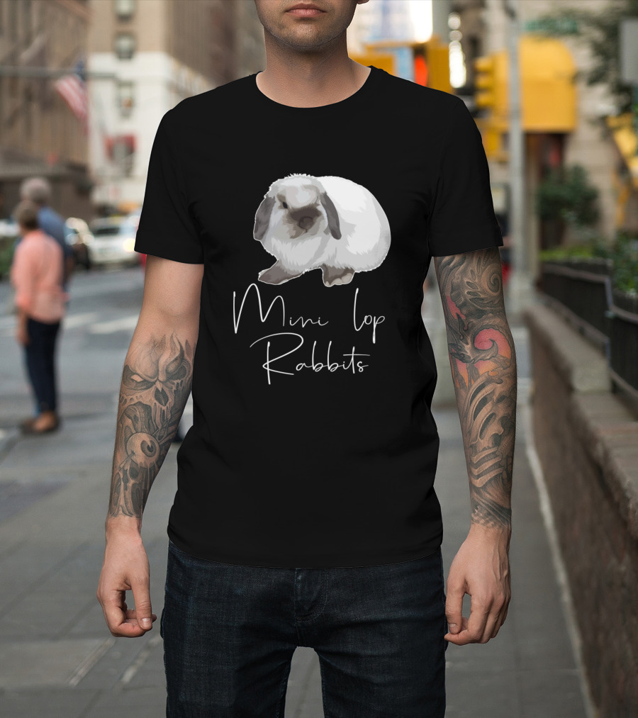 Mini Lop Rabbits White Gray Fluffy Adorable T-Shirt
