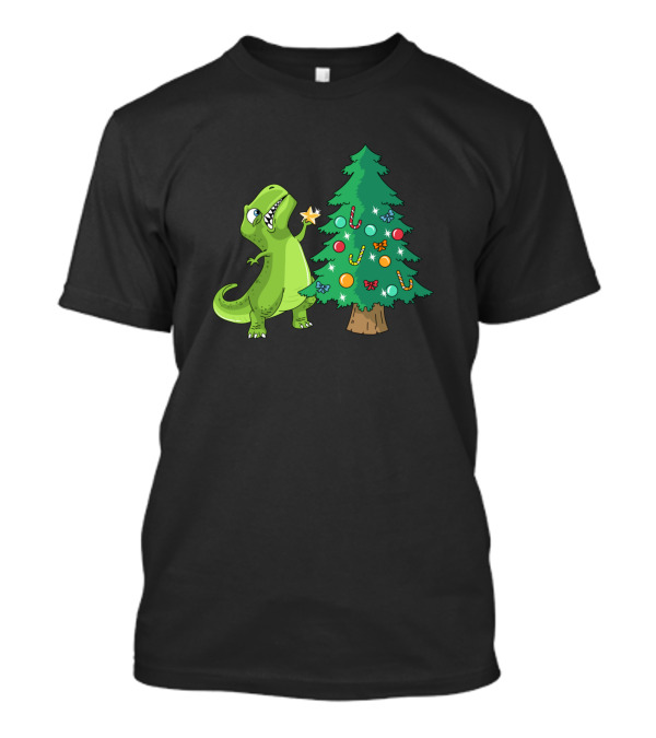 Funny Struggle Is Real Dinosaur Christmas Tree Star T-Rex Holiday Humor T-Shirt