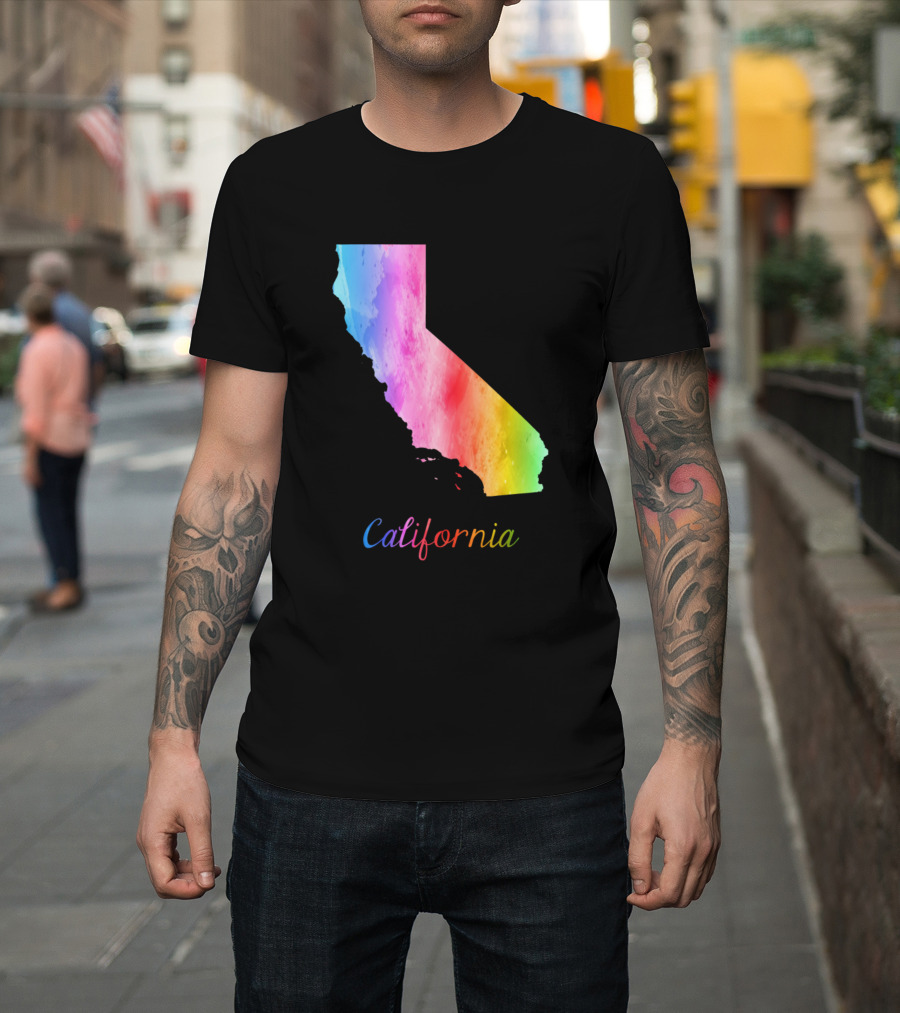 California Map Rainbow Tie Dye T-Shirt