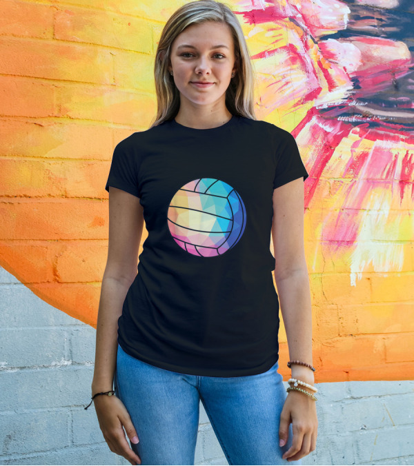 Geometric Low Poly Multicolor Water Polo Ball T-Shirt