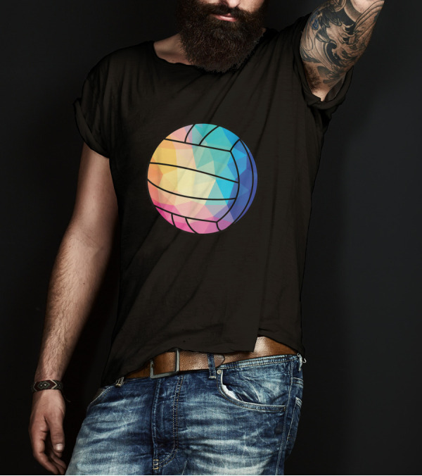 Geometric Low Poly Multicolor Water Polo Ball T-Shirt