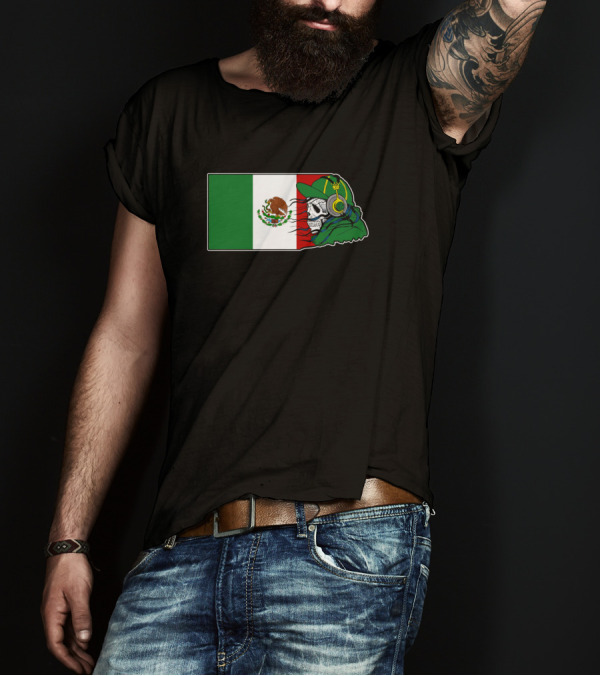 Mexican Skull Headphones Mexico Flag Dia De Los Muertos Mexic T-Shirt