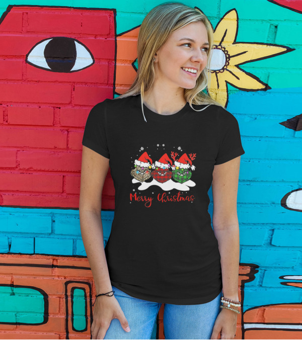 Merry Christmas Grinch Santa Hat Plaid Buffalo Reindeer T-Shirt