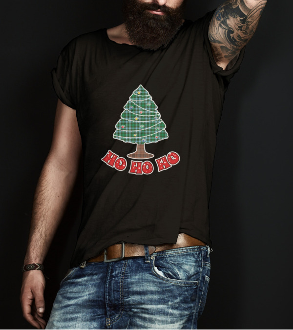 Ho Ho Ho Funny Santa Claus Christmas Tree Xmas T-Shirt