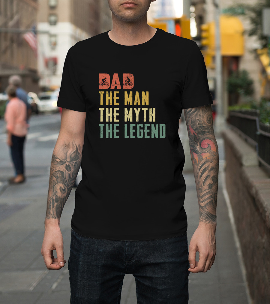 Dad The Man The Myth The Legend with Biker Icons T-Shirt