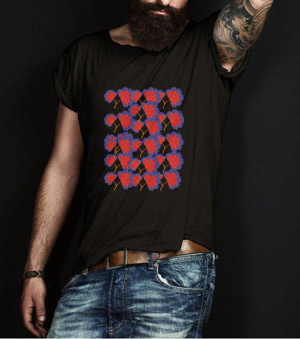 Florette Red And Blue Abstract Floral T-Shirt