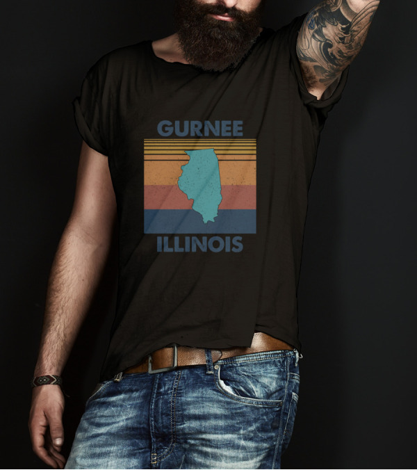 Gurnee Illinois Vintage Stripes State T-Shirt