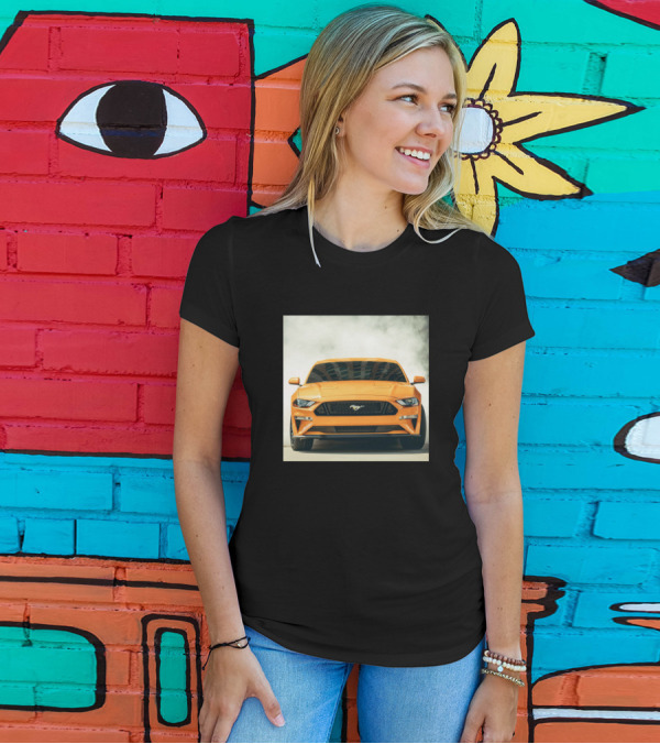Yellow Ford Mustang Front View Iconic Car T-Shirt