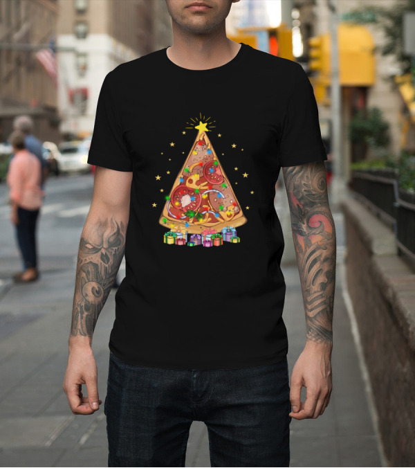 Shirt: Pizza Christmas Tree Slice Funny Christmas Pizza with Gifts and Stars T-Shirt Pizza Christmas Tree Slice Funny Christmas Pizza with Gifts and Stars T-Shirt