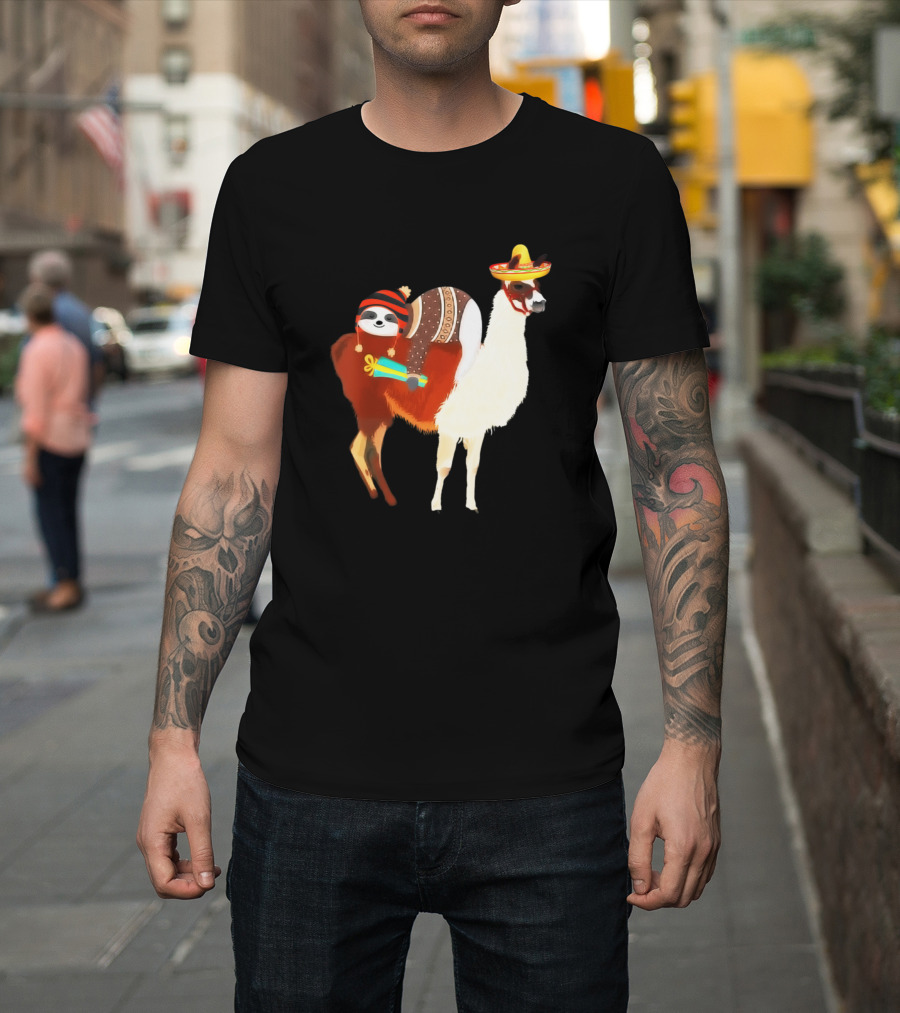 Sloth Riding Llama Mexican Fiesta Cinco De Mayo T-Shirt