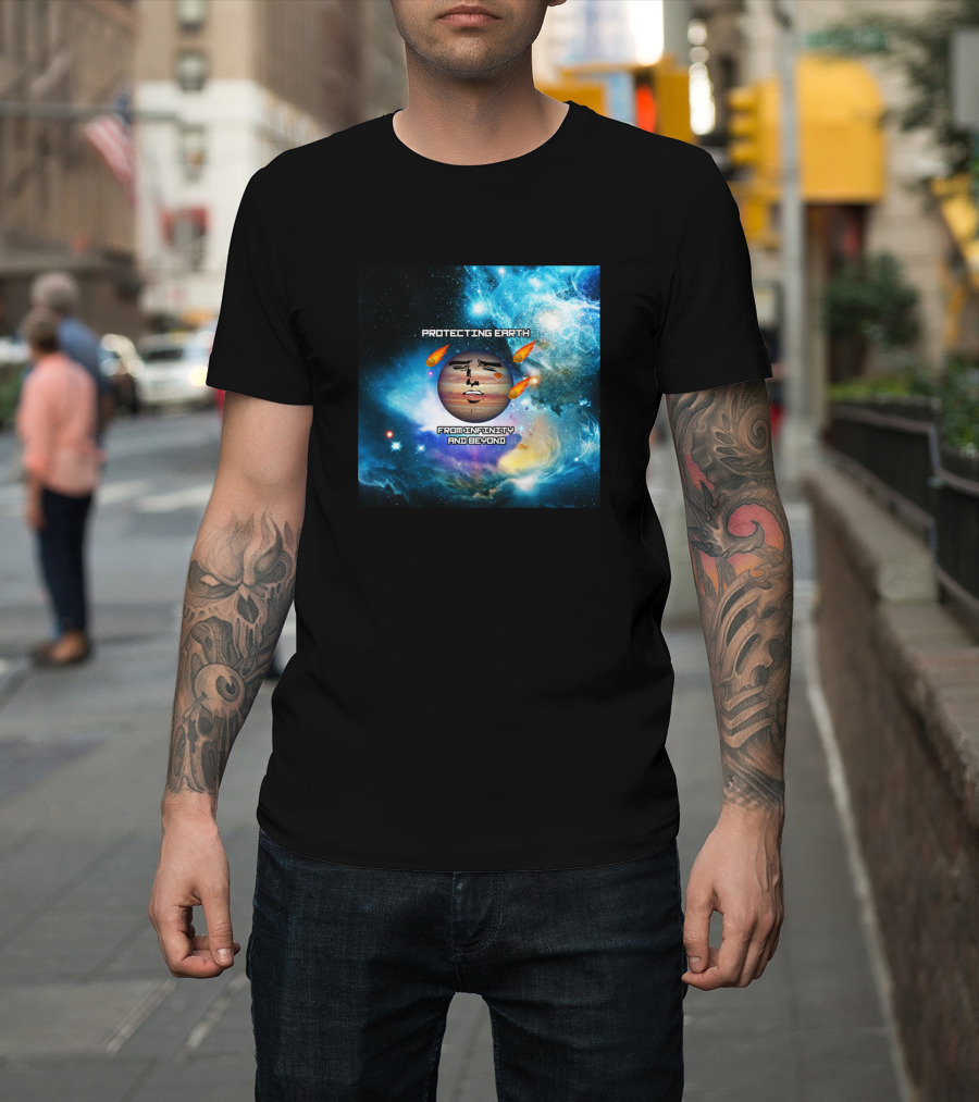 Protecting Earth from Infernasty and Beyond Planet Jupiter Joke Fun T-Shirt