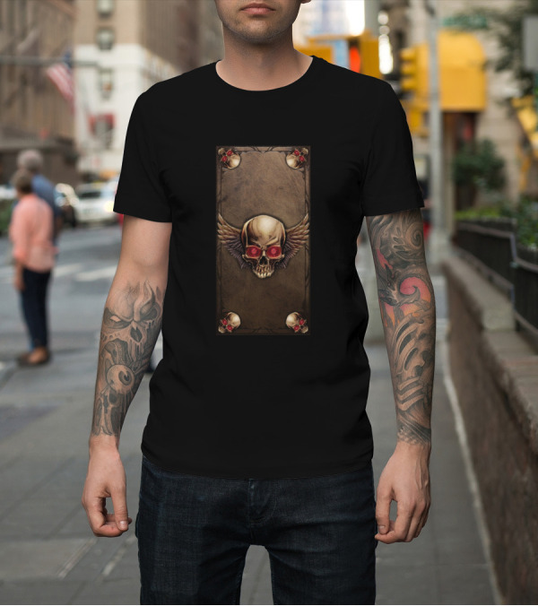 Shirt: Skull Red Ruby Undead Winged Bones T-Shirt Skull Red Ruby Undead Winged Bones T-Shirt