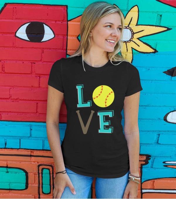 LOVE Softball Bat Ball T-Shirt