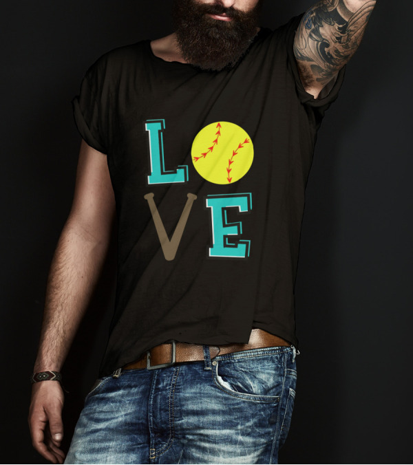 LOVE Softball Bat Ball T-Shirt