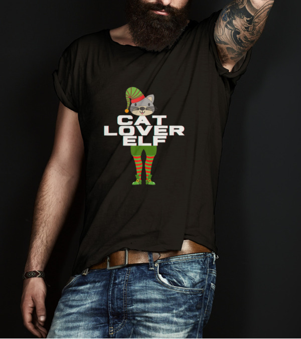 Cat Lover Elf Christmas Kitten Pet Lover Xmas Santa T-Shirt