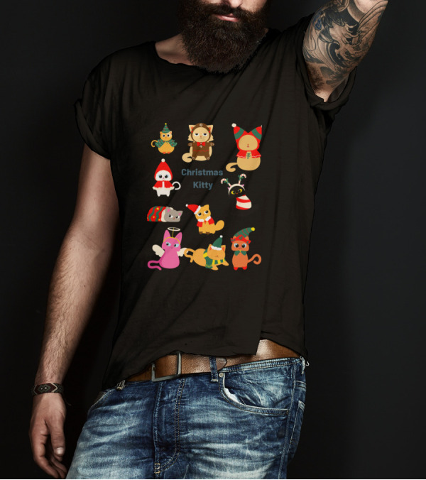 Christmas Kitty Cats In Festive Outfits T-Shirt
