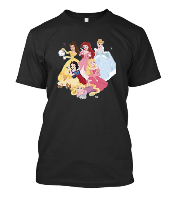 Disney Princess Group Featuring Belle, Ariel, Cinderella, Snow White, Aurora, And Rapunzel T-Shirt