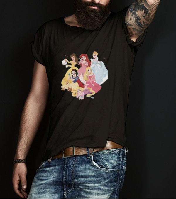 Disney Princess Group Featuring Belle, Ariel, Cinderella, Snow White, Aurora, And Rapunzel T-Shirt
