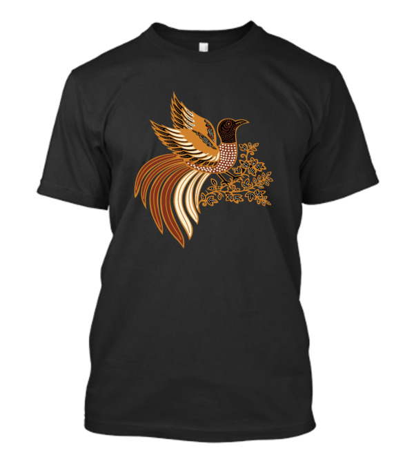 Batik Indonesia Bird Motif With Floral Elements T-Shirt