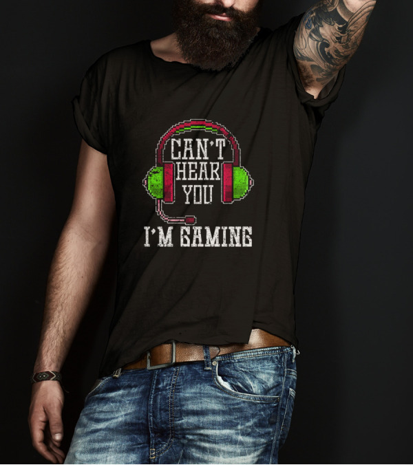 Can't Hear You I'm Gaming Funny Vintage Gamer Headset T-Shirt
