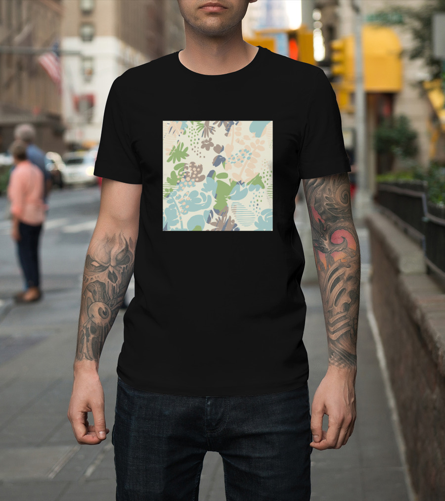 Floral Seamless Pattern With Trendy Hand Drawn Elements in Pastel Colors T-Shirt