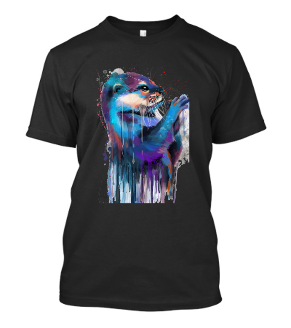 Otter Lover Colorful Watercolor Painting T-Shirt