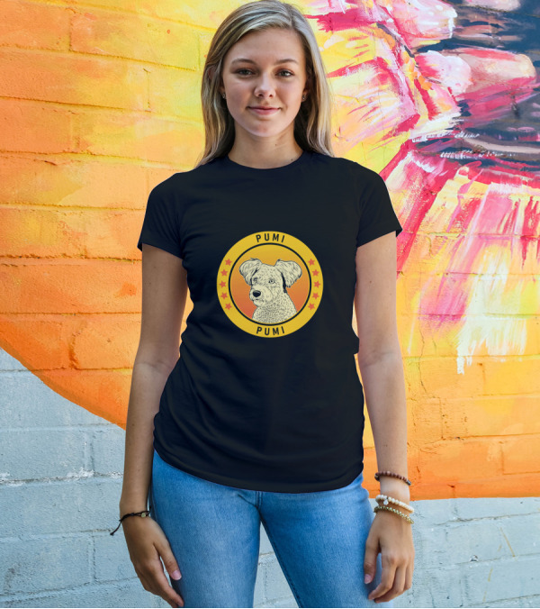Pumi Dog Yellow Circle Stars T-Shirt
